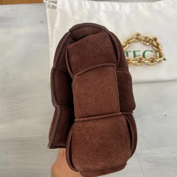 Bottega Veneta Cassette Suede Shoulder Bag Weaved Brown Gold Chain Link Strap - Picture 7 of 10